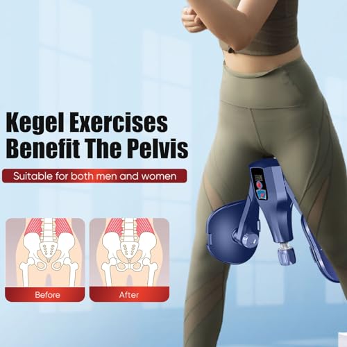 Kegel Trainer, Multi-Function 132 lbs Resistance Pelvic Floor Exercise Devices with Thigh Straps, Handles, Resistance Bands and Jump Rope, Kegel Trainer Hip Leg Toner Inner Kegel Exerciser - color: Blue