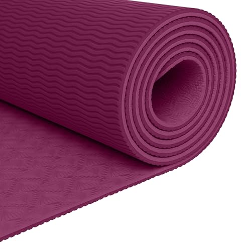 Retrospec Zuma Yoga Mat 6mm Thick Non-Slip TPE Exercise Mat | Cushioned Workout Mat for Yoga Pilates and Home Stretching | 72 x 24 with Carrying Strap