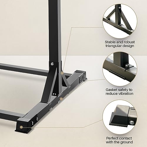 Pull Up Station, Bongkim Power Tower Portable Pullup Bar Station, Pull Up Bar for Home Gym, Pull Up Tower Station 330LBS - color: Black-Rings