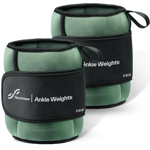 Sportneer 20lbs/Pair Adjustable Ankle Weights for Women & Men - color: Olive