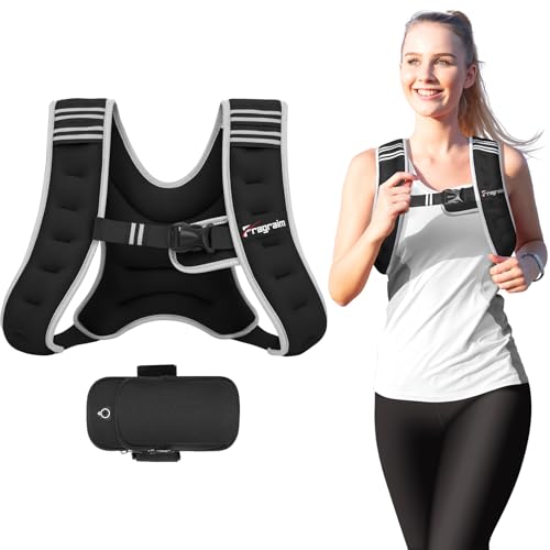 Weighted Vest for Women Men - 8lb/10lb/12lb/16lb/22lb/25lb/30lb Weight Vest with Reflective Stripe, Detachable Phone Pouch, Ideal for Walking, Strength Training, Running, Workout, Weight Loss