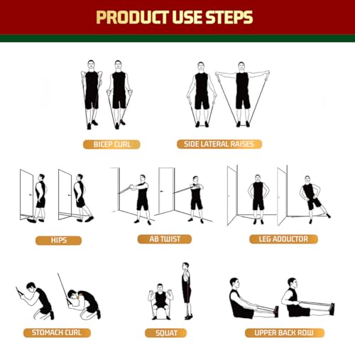VEICK Resistance Bands Set - Exercise Equipment with Handles, Ankle Straps & Door Anchor for Home Gym, Shoulder Chest Leg Rowing Golf Cable Workout