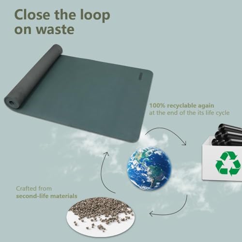 Wide Yoga Mat-80cm Non Slip Extra Thick 1/3'' Fitness Exercise Mat TPE Material High Resiliency Hot Yoga Mats(72“L x 32"W) With Carry Strap for Women Yoga Pilates, Home Floor Workout - color: Dark Green