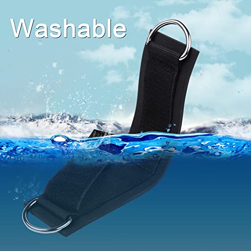 1 Pair of Fitness Ankle Straps for Cable Machine - Double D-Ring, Adjustable Comfort fit Neoprene - for Men and Women - color: Black