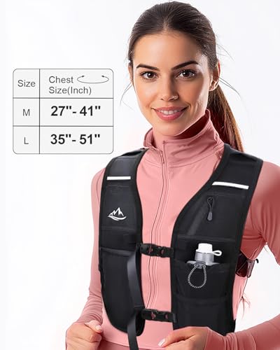 ISEYOU Running Vest for Women Men, Reflective Hydration Vest with Adjustable Waistband & Phone Pocket, Lightweight Breathable Running Water Vest for Jogging Hiking Trail Cycling and Marathon Race - size: Large