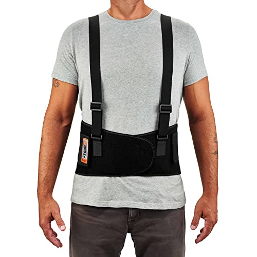 Ergodyne ProFlex 2000SF Back Support Brace, 8.5" Spandex, V-Shape Design and Patented Stays for Added Support, 4XL , Black - size: 4X-Large