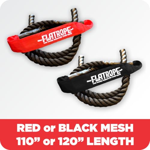 Patented FLATROPE 5lb Weighted Jump Rope, Heavy Flat-Mesh Design to Reduce Ankle Injury, Adjustable Strength-Training Rope for Muscle Building, Conditioning & HIIT, Home Gym Fitness Equipment for CrossFit, HYROX, Spartan, DEKA Athletes - color: Black, siz