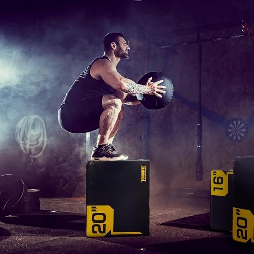 ToughFit Plyo Box - 3 in 1 Foam Plyometric Box - Jump Box for MMA, Crossfit - Adjustment Height Plyometric Jump Box for Home Gym - PVC Cover Platform & High-Density Workout Box - style: Small - 20"x18"x16"