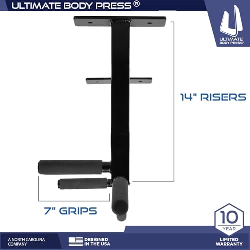 Ceiling Mount Pull Up Bar with Reversible Risers for 16 and 24 Inch Joists with Optimum Grip Spacing by Ultimate Body Press - color: Ceiling Mount Pull Up Bar and Strap System