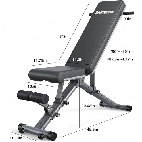 BARWING Adjustable Weight Bench Workout Bench, 1000/1300 LBS Heavy Duty Incline Decline Bench for Home Gym, Easy Assembly Foldable Training Lifting Bench - color: FULL BLACK