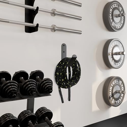 Iron Battle Rope Storage Rack, Wall Mount, Black, 1 Count, Minimalist Style, Solid Pattern, 2.9" x7.5" x11.4", 10kg Max Weight, Home, Garage, Commercial Gym