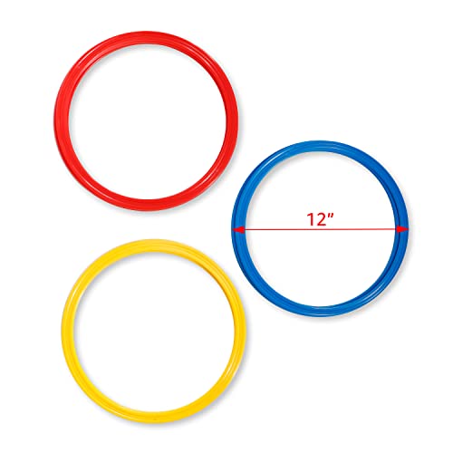 Speed & Agility Training Rings - Set of 12 - with Carrycase - by Trademark Innovations - color: Red/Yellow/Blue, size: 12"
