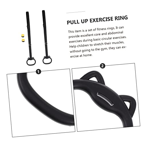 Mikikit Fitness Gym Rings Set for Children Indoor Exercise Pull-Up Rings Adjustable Straps Stretching and Training Equipment for Home Use
