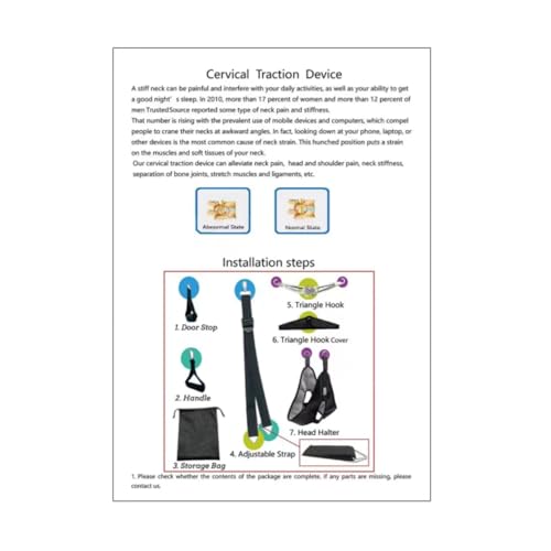 Cervical Neck Traction Device Over-The-Door, No Need for Handheld or Water Bag Portable Neck Stretcher,Effective Home Physical Therapy for Neck Pain Relief, 10 Adjustable Tension Levels