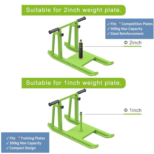 Kipika Weight Sled, Workout Sled, Fitness Strength Training Sled, Speed Training Sled for Athletic Exercise, Speed Improvement, Easily Through Obstacles, Suitable for 1" & 2" Weight Plate - color: D- Green