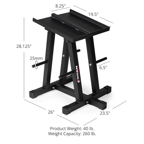 Titan Fitness Dumbbell Stand and Plate Tree, 260 LB Capacity, Organize Classic Dumbbells, Power Blocks, Loose Plates, Home Gym Storage Rack