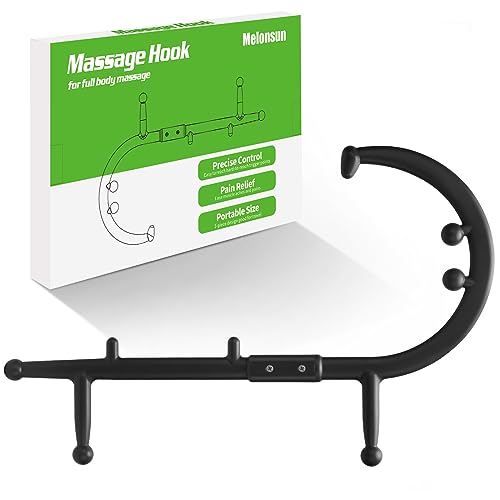 Trigger Point Massage Cane for Back Neck and Shoulder Relief, Deep Tissue Muscle Massage Hook for Knots and Tension, Ergonomic Self Massage Tool for Hard-to-Reach Areas, Lightweight Portable (Black)