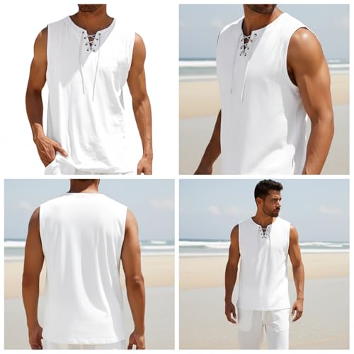 domirica Mens Summer Casual Sleeveless Shirts Plus Size Oversized Trendy Lightweight Pull On Tank Top
