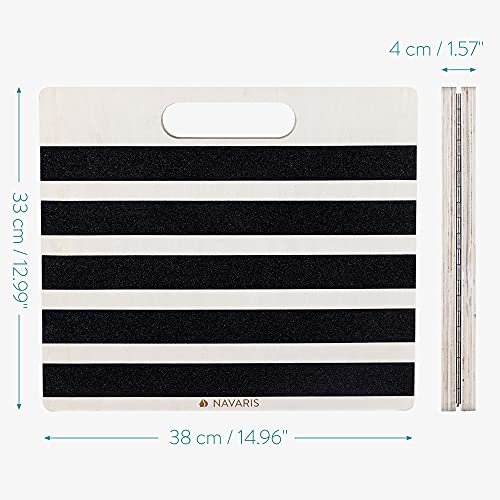 Navaris Slant Board Calf Stretcher - Adjustable Wood Incline Board for Stretching Calves - Wooden Exercise Wedge Tilt Ramp - with Grip Tape Strips - style: stripes