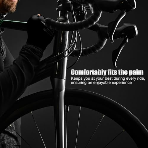 Cycling Gloves for Men and Women, Half Finger Padded Bike Gloves - color: Black, size: Small