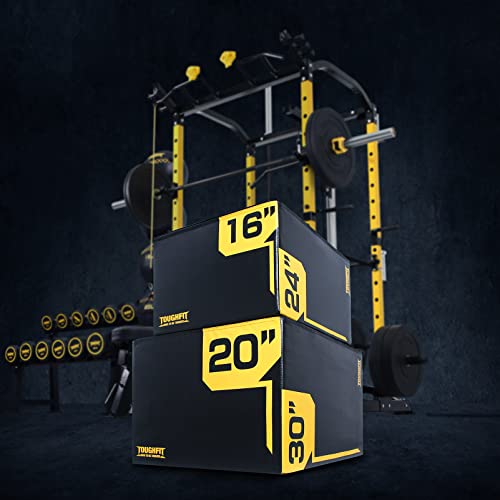 ToughFit Plyo Box - 3 in 1 Foam Plyometric Box - Jump Box for MMA, Crossfit - Adjustment Height Plyometric Jump Box for Home Gym - PVC Cover Platform & High-Density Workout Box - style: Medium - 24"x20"x16"