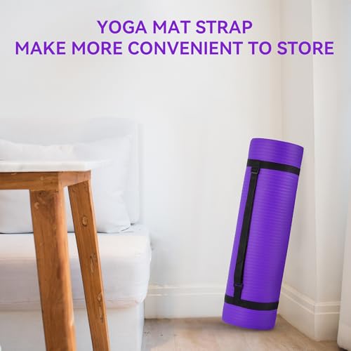 Fitvids Yoga Mat, 1/2-Inch Extra Thick High Density Exercise Mat, Anti-Tear Exercise Yoga Mat with Carrying Strap, Suitable for Various Yoga Exercises - color: Purple