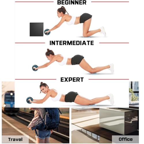 Ab Roller Wheel and Knee Mat, Abs Workout Equipment for Abdominal & Core Strength Training, Home Gym Fitness Exercise Wheels for Women Men, Abdominal Wheel