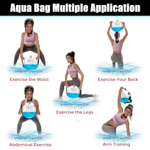 Water Weights Aqua Bag Ball Shape, Workout Sandbag Alternative Strength Training Sand Bag Portable Stability Fitness Equipment Ultimate Core and Balance Training for Home Gym