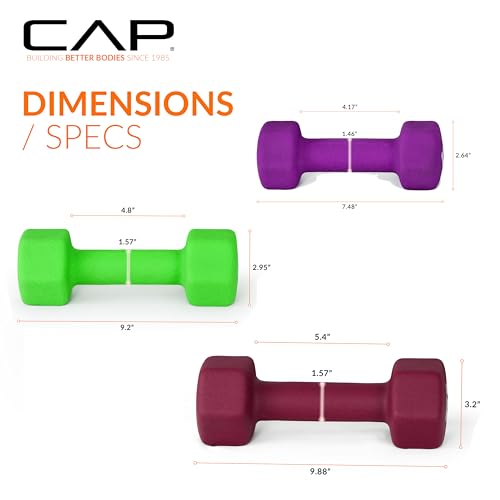 CAP Barbell Neoprene Dumbbell Weights Pairs & Sets | Color Series - style: 100 lb Set