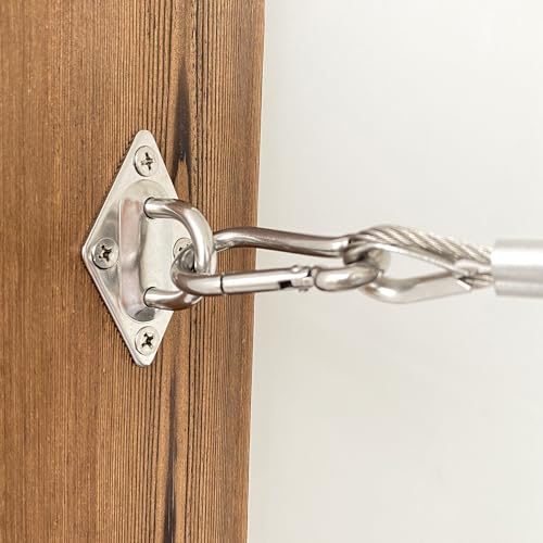 8 Pcs 304 Stainless Steel 2.31 Inches Pad Eye Hooks and 8 Pcs 304 Stainless Steel Snap Hooks,Screw Ceiling Hooks,Outdoors String Lights Hangers,Shade Sail Hardware with Screws Anchors - style: 2.3 Inches Rhombus Pad Eye with Snap Hooks