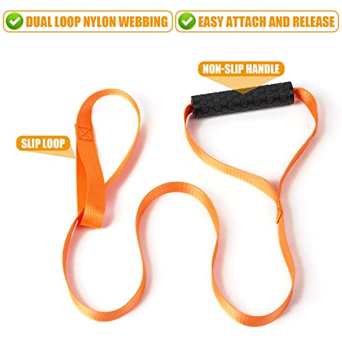 2pcs Deer Drag Harness, Orange Deer Puller Sled Rope with Self-Lock Loop and Easy-to-Grip Handle Deer Pull Strap Hunting Gear and Accessories for Men Hunting