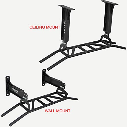 Valor Fitness Multi Grip Pull Up Bar - Wall or Ceiling Mount Chin Up Bar -Upper Body Muscle Building Station - Home Gym Workout Equipment