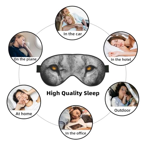 Golden Eyes Lion Face Sleep Mask Eye Mask with Adjustable Strap Eye Sleep Shade Cover Blocks Light for Women Men Airplane Travel Nap - color: Golden Eyes Lion Face