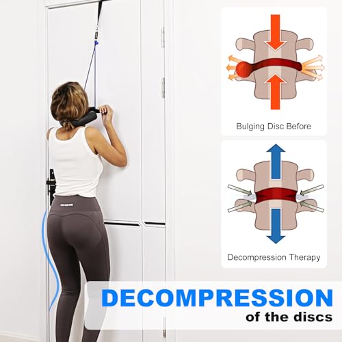 Fanwer Cervical Neck Traction Device Over Door Home Use for Neck Pain Relief, Portable Neck Stretcher Strap for Spinal Decompression or Physical Therapy, Restore Natural Curve of Neck