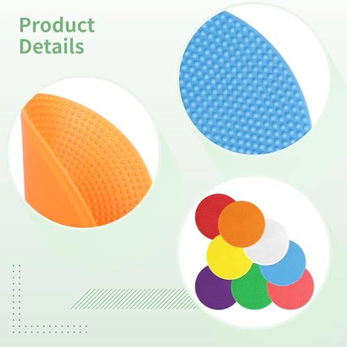16 Pcs Spot Markers for Gym Floor, Rubber Circles, 10 cm Diameter, Non Slip Design, for Cake Walk Game, Indoor Outdoor Activity, Includes Drawstring Bag