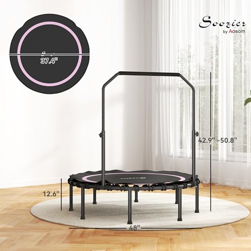 Soozier 45/48" Rebounder Trampoline for Adults 440lbs Mini Trampoline - color: Pink, size: 48"