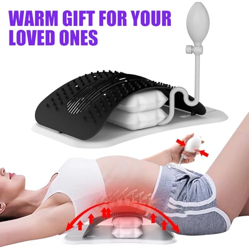 Adjustable Back Stretcher for Lower Back Pain Relief, Lumbar Support & Spinal Decompression Device for Lower Back Pain Relief, Posture Corrector, Scoliosis, Spinal Decompression Support Device (White)