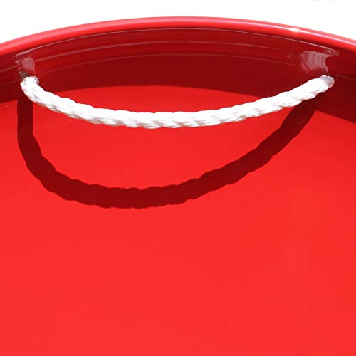 Flexible Flyer Steel Saucer Sled – Classic Red Round Metal Kids Snow Sled with Nylon Rope Handles, Heavy Duty Snow Disc for Children and Adults Ages 5 and Up