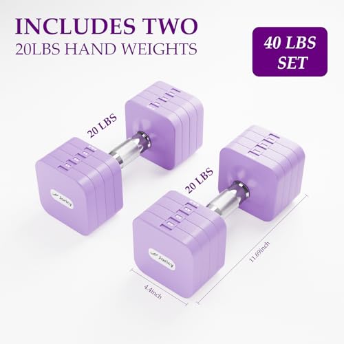 20LBS 40LBS 50LBS Dumbbells Adjustable Dumbbell Set of 2, Hand Weights for Women Men Free Weight Dumbbells Sets for Home Gym & Outdoor Exercise Workout Strength Training Equipments