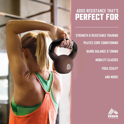 RBX Neoprene Kettlebell, Wide Handle, Iron Core, Flat Bottom, Great for All Fitness Levels