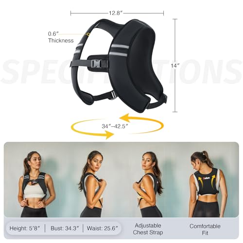 ZELUS Weighted Vest, Washable Z-Fit Soft Iron Weighted Vest for Women and Men, 5/10/15 lb Weight Vest with Reflective Strips & Adjustable Straps, Ultra Thin Weight Vest for Gym Strength Training (10lb) Dark