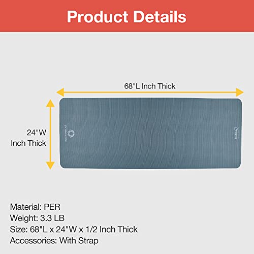 PRIMASOLE Yoga Mat Eco-Friendly Material 1/2 inch Non-Slip Yoga Pilates Fitness at Home & Gym 4 Colors with Carrying Case & Strap - color: Jango Green & Black