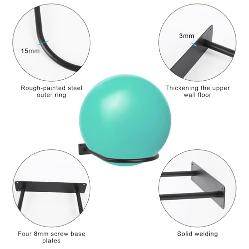 Stability Ball Holder Wall Mount - Heavy Duty Exercise & Yoga Ball Storage Rack for Home, Yoga Studios, and Commercial Gyms - Space-Saving Design for Stability Balls up to 85cm(Black 1-Pack)