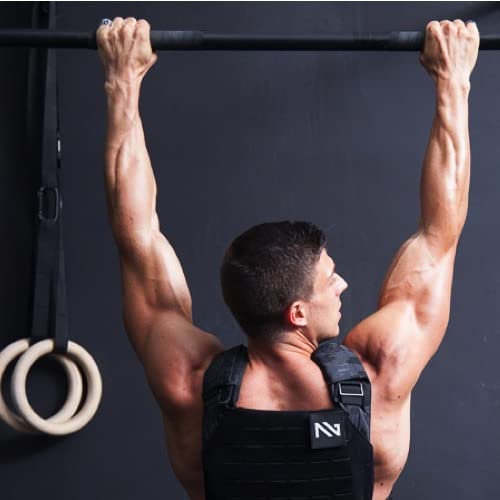 Northgym Adjustable Weighted Vest/Incl. 3D Weight Plates in 14lbs / 20lbs/ 30lbs/ 42.5lbs - Optimized Weight Distribution and with Curved Plates for Running, Functional Training and Working Out - style: Black Camo 40lbs