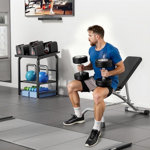 Dumbbell Rack Only Weight Stand Fits For Adjustable Weight 500lbs Load up Heavy Duty Kettlebell Stand for Home Gym(No Dumbbell, Rack Only)