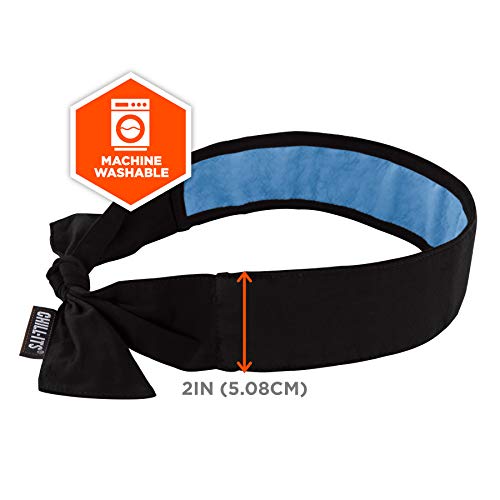 Ergodyne Chill Its 6700CT Cooling Bandana, Lined with Evaporative PVA Material for Fast Cooling Relief, Tie for Adjustable Fit, 2-Pack Black