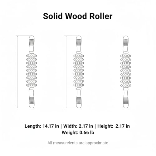 14.2 Inch Solid Wood Roller, Manual Stick for Home Gym, Ergonomic Firm Pressure Tool (1 Pack) - color: Brown