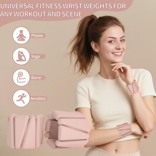 Wrist Ankle Weights for Women 1lb Each, Adjustable Wearable Arm Leg Weight Set, Weighted Bangles Ideal for Walking, Yoga, Dance, Barre & Gym Exercise