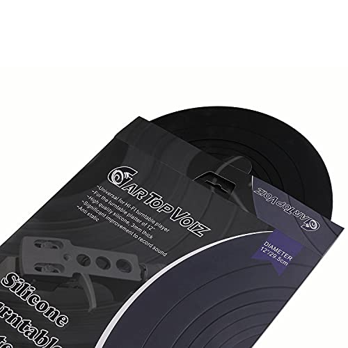 Turntable Mat, 12" Rubber Silicone Platter Slipmat Universal to All Hi-Fi Record LP Players by Gartopvoiz, Reduced Vibration, 3mm Thick - size: 12"