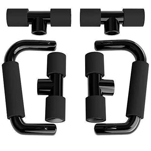 READAEER Push Up Bars Gym Exercise Equipment Fitness 1 Pair Pushup Handles with Cushioned Foam Grip and Non-Slip Sturdy Structure Push Up Bars for Men & Women - color: Black
